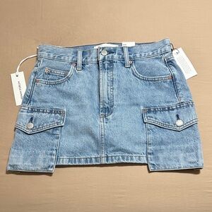 Aritzia NWT Denim Forum Light Blue Denim Skirt with Cargo Pockets size 24